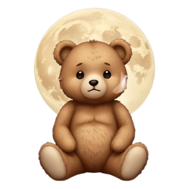 Sad Teddy bear looking at moon sticker