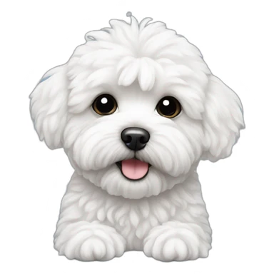 white maltipoo with black snowflake sticker