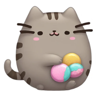 pusheen-crying-eating-candy sticker