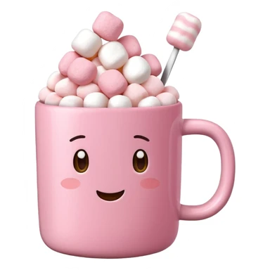 Kakao in pinker Tasse mit pink weißen mini marshmallow sticker