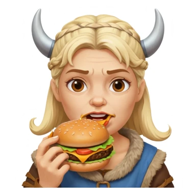 old girl viking eating burger sticker