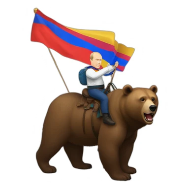 Vladimir putin with pride flag riding on a bear sticker