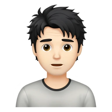 a white man with black messy hair calling sticker