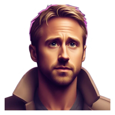 Ryan gosling staring at purple light from blade runner 2049 sticker