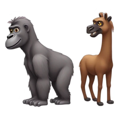 Gorilla and Llama friends sticker