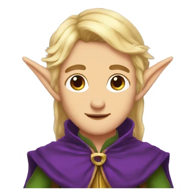 Noble Elf with Elf ears and blonde hair and purple robes sticker