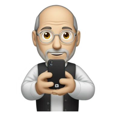 Steve Jobs holding iPhone 15 sticker