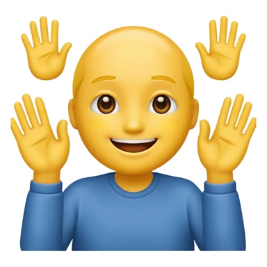 Face with person giving themselves a high five. use the standard yellow emoji with hands should be touching with visual showing a clap sticker