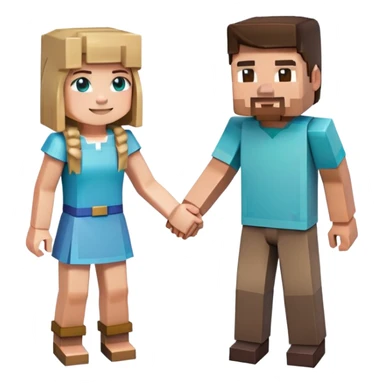 Minecraft Steve and Alex (girl) holding hands sticker
