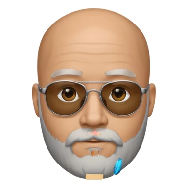 Bald male, black sunglasses, gray goatee beard, realistic portrait sticker
