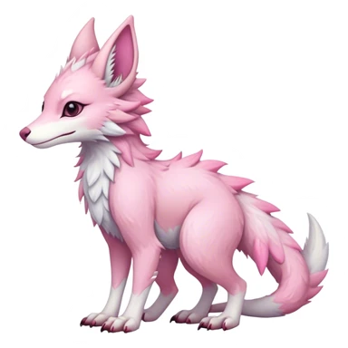 Feral Rare Fantasy cute adorable pastel pink Vernid-Sergal-species by LiLaiRa, markings, tufted ears, full body sticker