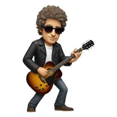 bob dylan with sunglases and guitar sticker