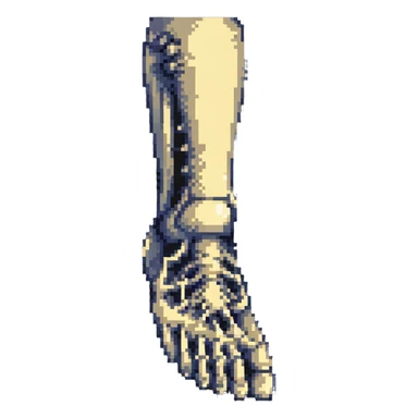 pixelated skeleton foot, bone structure of foot sticker
