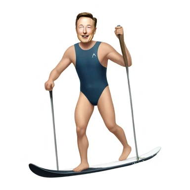 Elon musk on ski in a swim suit sticker