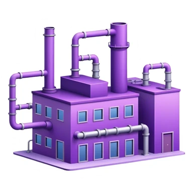 Minimalistic factory building in purple and violet tones, with only 2 pipes sticker