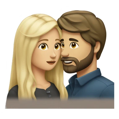 blond man with beard and woman with dark hair kissing sticker