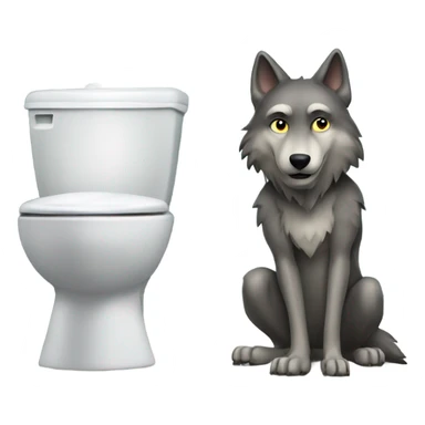 Wolf and toilet together  sticker