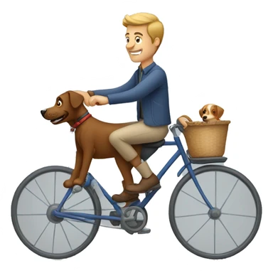 man driving bycycle with dog sticker