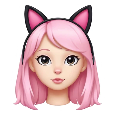 Black cat ears hair hoop with pink inside ears sticker