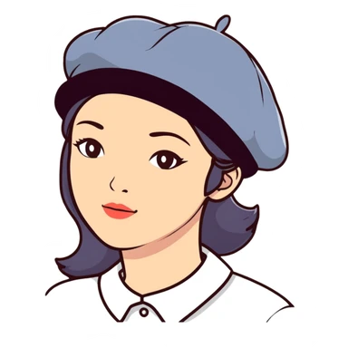 Parisian woman wearing a beret hat sticker