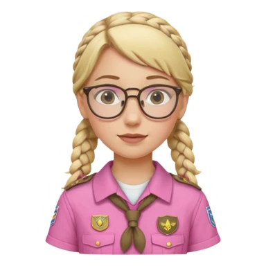scout girl with pink scout uniform i, blonde braided haired and glassess sticker