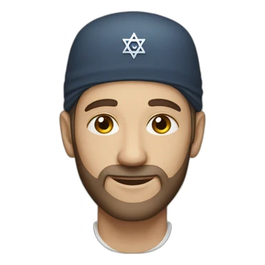 Jewish looking man with a Jewish skull cap sticker