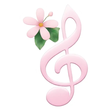 Pale pink music note with pale pink flower  sticker