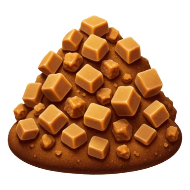 dark brown sugar mound, moist and sticky, fine irregular granules and soft clusters, rich amber color, matte finish, soft lighting, emoji scale sticker
