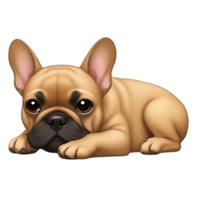 Sleeping Light Brown and black French bulldog sticker