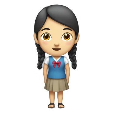 Full body Asian Girl standing wearing bow  sticker