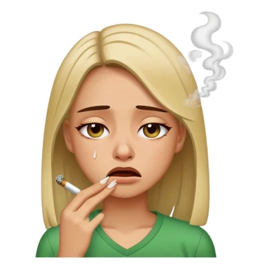Girl crying while smoking weed sticker
