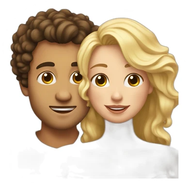 White man with dark curly hair hugging a blonde curvy woman sticker