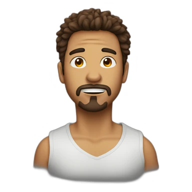 Amazed person, Latino male, brown shaggy hair, goatee, pierced nose sticker