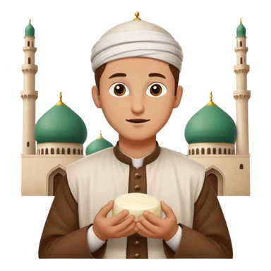 some guy eating 1kg of mozzarella, make it nepalese, more brown, slightly less brown, in a mosque, praying sticker