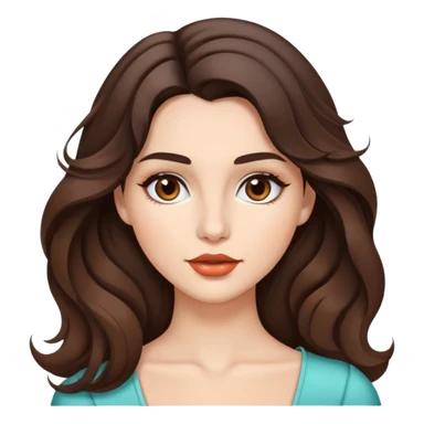 Brunette, brown siren eyes, perfect nose, medium two toned lips, wavy shoulder-length hair, slim  sticker