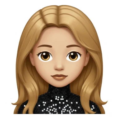 Head from Korn with long light brown hair, light skin, black sequin outfit sticker