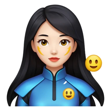 chinese babe ai robot long dark hair emoji sticker