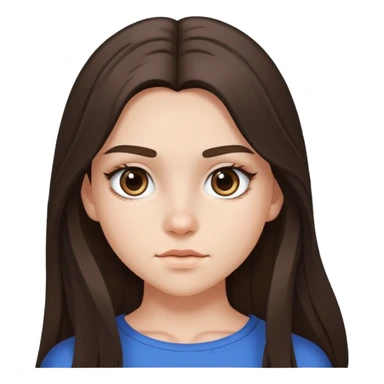 a brunette teen girl with a beauty mark under her eye and long hair and a crop top  sticker