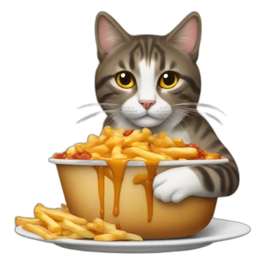 poutine with cat in arm sticker