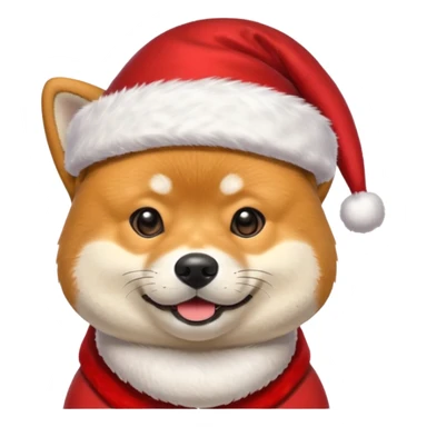 shiba inu wearing santa hat sticker