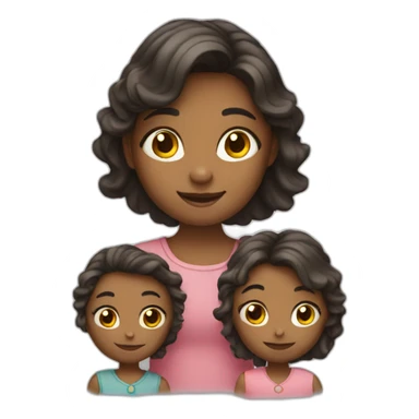 a girl with 3 children sticker