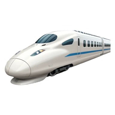A 3D cartoon sleek white bullet train on tracks, high-speed motion blur, clean lighting, Memoji-style realism. sticker