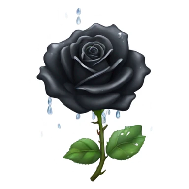 Black rose with crystal raindrops on petals sticker