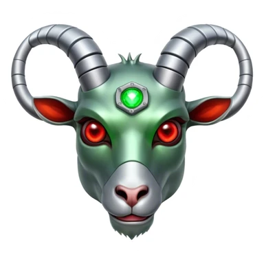 A terminator Goat with green eyes sticker