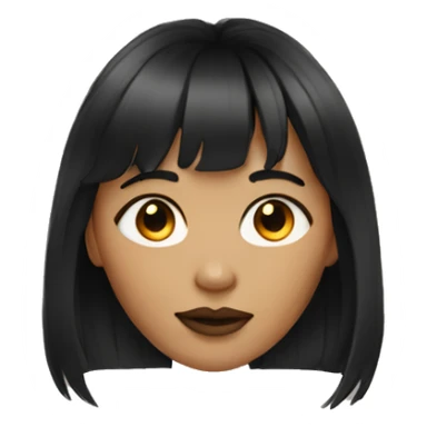 a woman with dark hair, bangs, and a gold septum ring  sticker