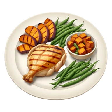 1 protein (chicken, fish)
 + 2 (or more) veggies
 + 1 starch (sweet potato or grain) sticker