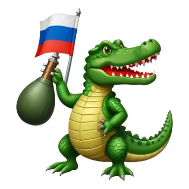 crocodile with a bomb on the background of the Russian flag sticker
