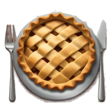 Apple pie on steel with a tablecloth sticker