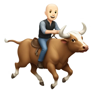 Bald white guy riding a bull sticker