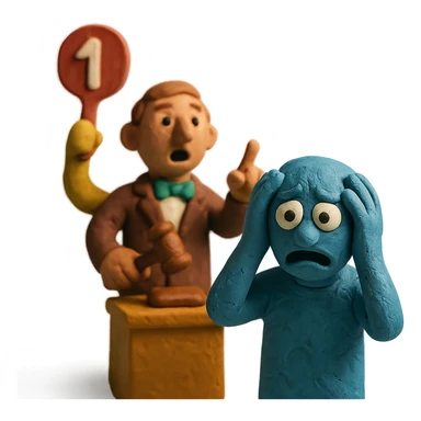 auction anxiety in claymation style sticker